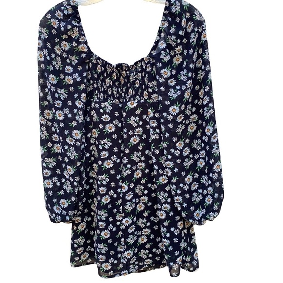 Princess Polly Womens Size 0 Delaney floral black mini dress balloon sleeves - Picture 2 of 11